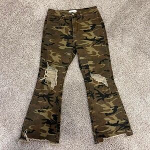 Soft Grunge Distressed Camo Pants Sz 5 Edgy Alt Streetwear